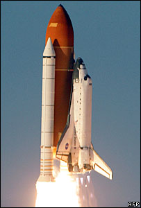 Shuttle heads for space station